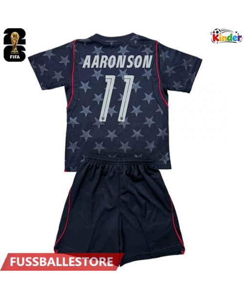 Günstige Vereinigte Staaten Brenden Aaronson #11 Auswärts Trikotsatzt Kinder WM 2026 Kurzarm (+ Kurze Hosen)